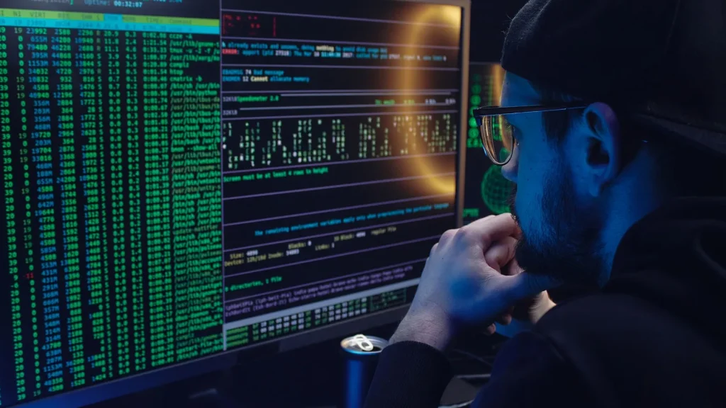 Desarrollador trabajando con código en un entorno de integración continua y DevSecOps