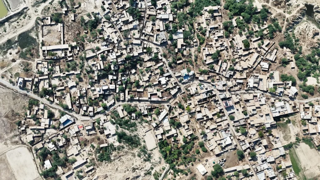 Vista aérea de parcelas y núcleo rural como referencia a la gestión catastral